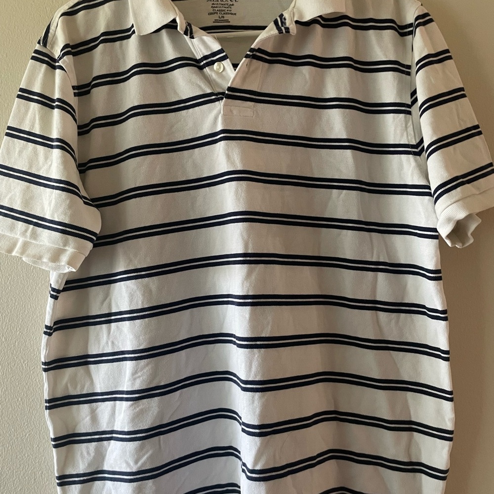 Merona White and Black Polo Shirt Classic Stripes